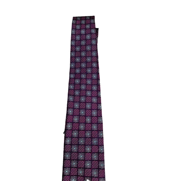 Handsome Nordstrom Mens Shop Silk Tie  Geometric Squares Textured Dark Red - Picture 8 of 11